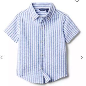 Janie and Jack Light Blue Striped Seersucker Shirt